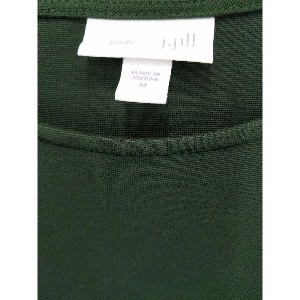 J Jill Ponte Knit Dress Green Midi 3/4 Sleeve Pockets‎ Size M